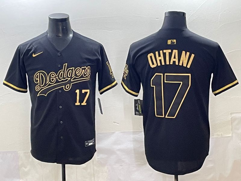 Men 2025 Los Angeles Dodgers #17 Ohtani Black Gold Five generations Nike MLB Jersey style 7
